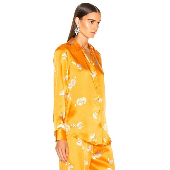 NWT Equipment Essential in Orangeraie Floral Satin Silk Button Down Shirt L $280 - Picture 7 of 8